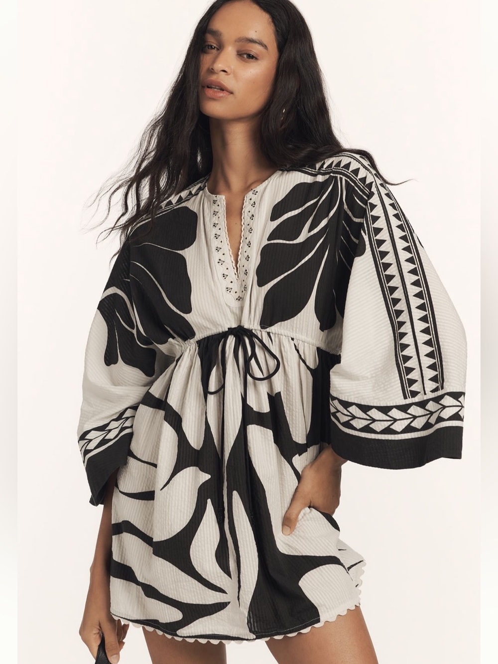 NWT Anthropologie Conditions Apply Rickrack Printed Kaftan,  one size